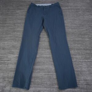 Bonobos Chino Pants Men Blue Solid Slim Cotton Zip Mid Rise 35/36 Measured 35x34